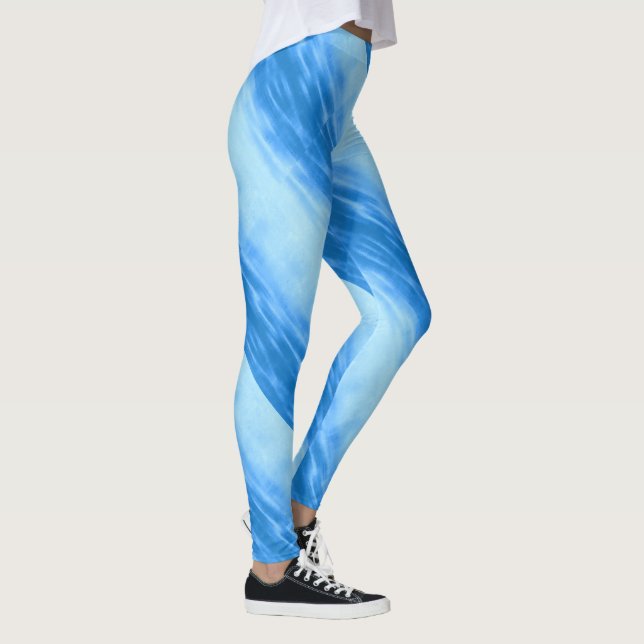 Leggings Bleu de motif d'ondulation de vague de mer de (Droite)