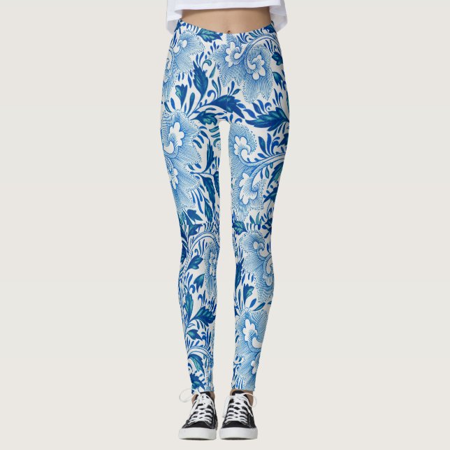 Leggings Bleu et blanc splendide apparence asiatique (Devant)