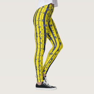 Leggings Bleu et Jaune (avec fleurs)