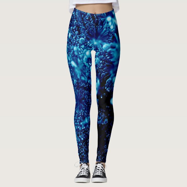 Leggings Bleu étincelles Abstraites bulles congelées (Devant)