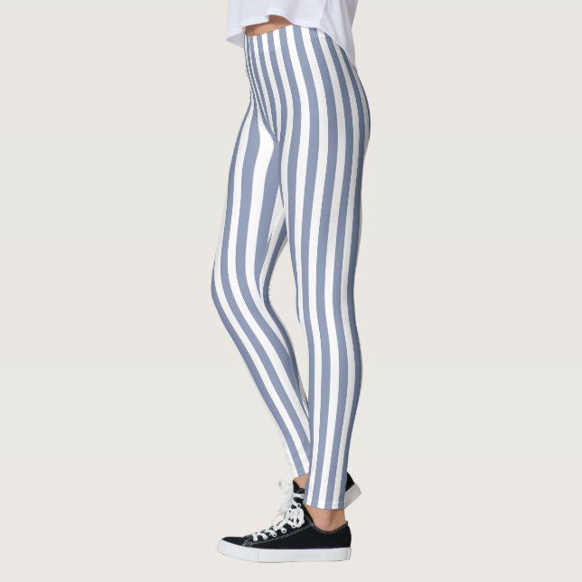 Leggings Bleu gris et blanc rayures de bonbons (Gauche)