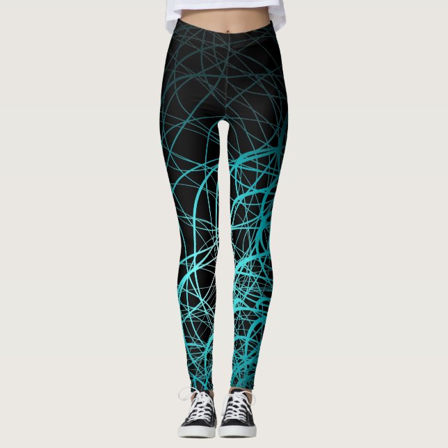 Leggings Bleu linéaire de vagues - guêtres (Devant)