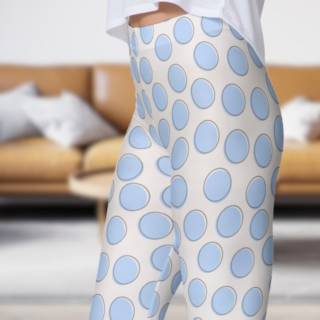 Leggings Bleu magnifique et blanc neige Polka Motif (Gorgeous Blue and Snow White Polka Dot Pattern Leggings)