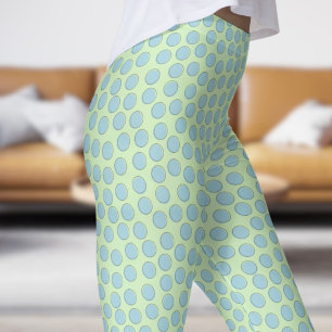 Leggings Bleu magnifique et Tea vert Polka Motif