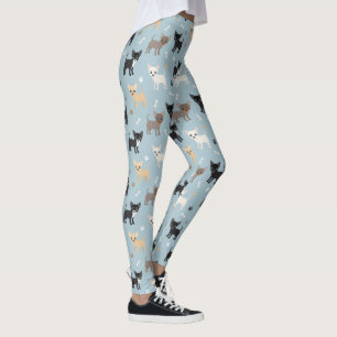 Leggings Bleu mignon de motif de chiwawa