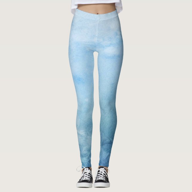 Leggings bleu océan simple mignon étincelant moderne (Devant)