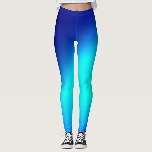 Leggings Bleu ombre lune Double bande (Devant)