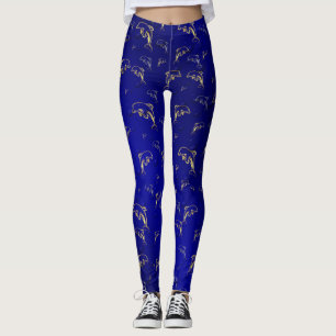 Leggings bleu, or, dauphin, poisson, nature, aquatique, des
