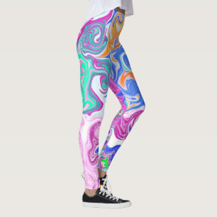 Leggings Bleu, orange, violet et fluides Turquoises