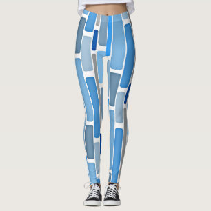 Leggings Bleu pastel et motif gris