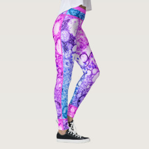 Leggings Bleu rose contemporain Abstraction Peinture spécia