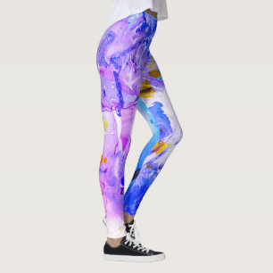 Leggings Bleu rose violet jaune blanc moderne élégant