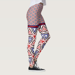 Leggings Bleu Rouge Bleu Américain Patriotique Motif moder