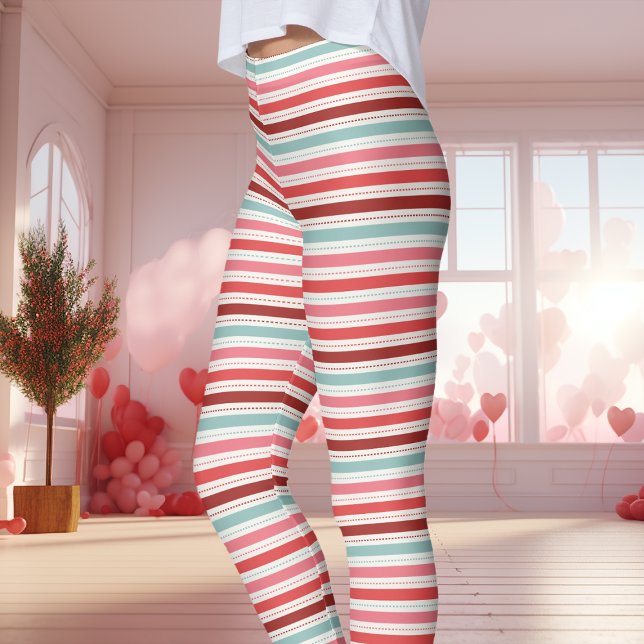 Leggings Bleu rouge et rose Valentine Stripes Motif (Créateur téléchargé)