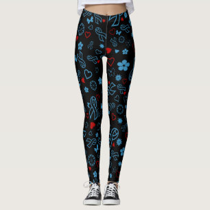 Leggings Bleu/Rouge Multi...Diabète