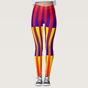 Leggings Bleu rouge rayures jaunes