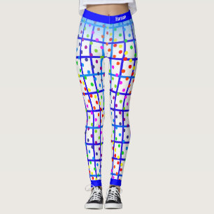 Leggings Bleu Stripes Rainbow Polkadot sur votre propre cou