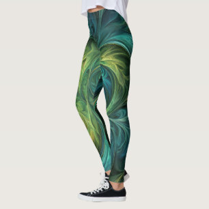 Leggings Bleu vert AI Motif fractal