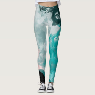 Leggings Bleu Vert Turquoise Sarcelle Pêche Mode