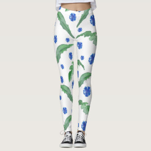 Leggings Bleus barbes de maïs à l'aquarelle