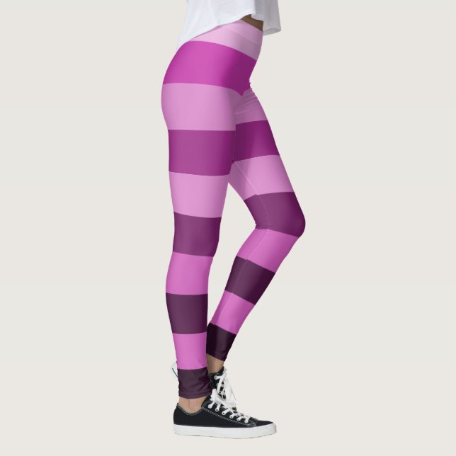Leggings Bloc de couleur Motif de bandes violettes (Droite)