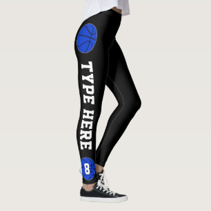 Leggings Blue Basketball Nom de l'équipe et numéro du joueu