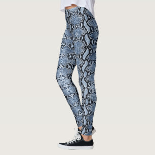 Leggings Blue Denim Python Snakeskin