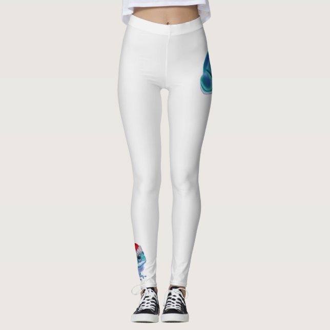 Leggings Blue frog with Santa hat. (Devant)