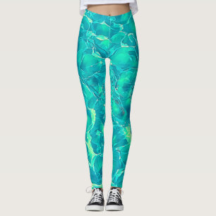 Leggings Blue Green Aqua Motif élégant