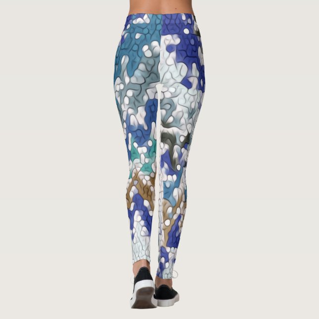 Leggings Blue Green Purple Grey Motif unique (Dos)