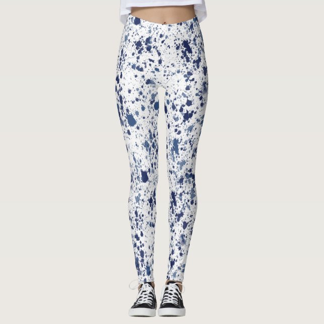 Leggings Blue Paint Splash And Splatter Pattern (Devant)