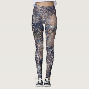 Leggings Blue & Rose Gold Paint Splatter Abstract Glamour