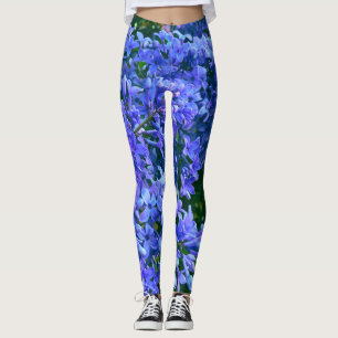 Leggings Blue violet lilas romantique bleu floral photo