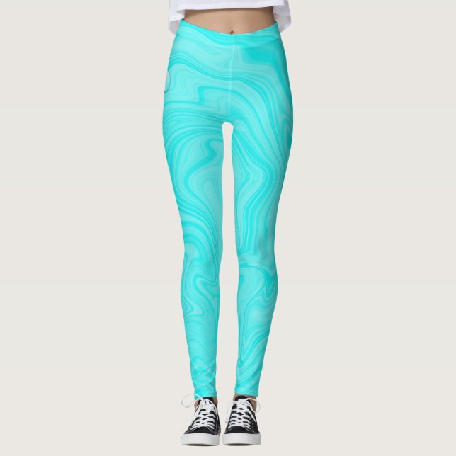 Leggings Blue Water Drops piscine d'été fête d'anniversaire (Devant)