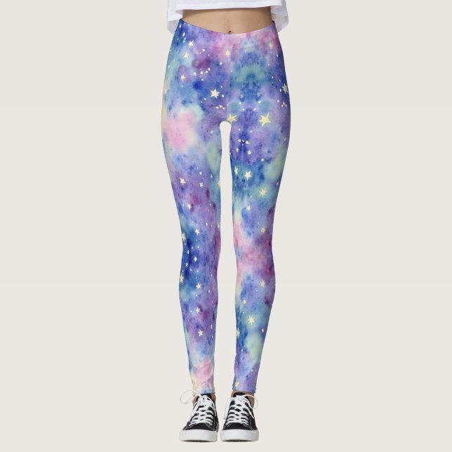 Leggings Blues Dreamy Purples Conseils de Galaxie Rose (Devant)