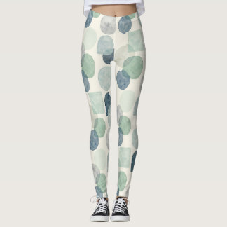 Leggings Blues Grey Soft Greens Cercles Motif sans couture