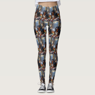 Leggings Bluetick Coonhound avec lumières de Noël vacances