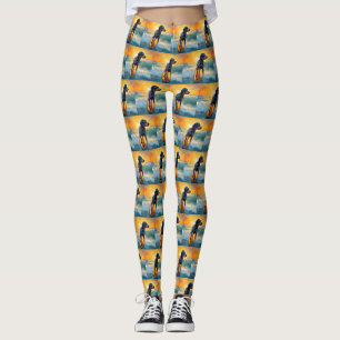 Leggings Bluetick Coonhound Beach Plage Plage de surf Peint