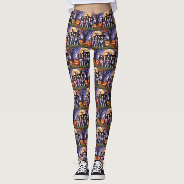 Leggings Bluetick Coonhound Chiens Citrouille Halloween Fun (Devant)
