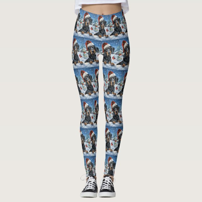 Leggings Bluetick Coonhound Dog Winter Wonderland Noël (Devant)