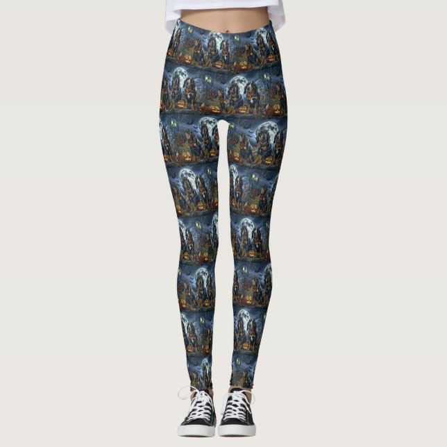 Leggings Bluetick Coonhound Halloween Éffrayant (Devant)