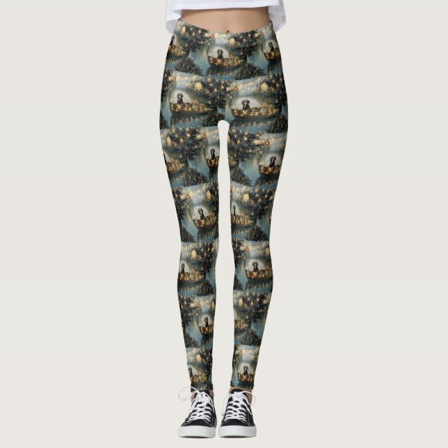 Leggings Bluetick Coonhound Noël Festive Voyage (Devant)