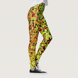 Leggings Blurred green and small squares or tiles