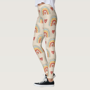Leggings Bohème Rainbows & Coeurs - Terre Brown