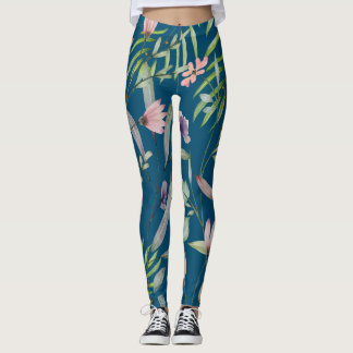 Leggings Boho botanique tendance marine motif d'été