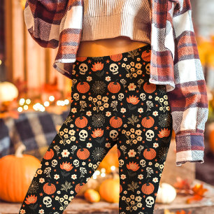 Leggings Boho Halloween Fleur Skull Cottagecore