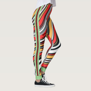 Leggings Boho marbre motif l Coloré rouge vert jaune