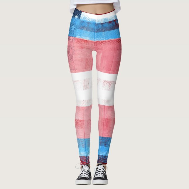 Leggings Bois américain et Paintstrokes du drapeau | de (Devant)