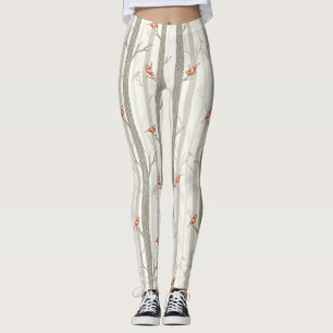 Leggings Bois d'hiver doux arbres avec Cardinals Design