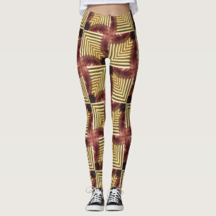 Leggings Boîtes symétriques carré violet et or